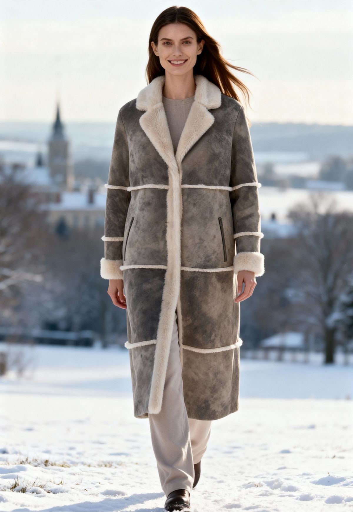 Damen Lammfellmantel Alina - Sanfte Wärme aus Shearling in natürlicher Raffinesse